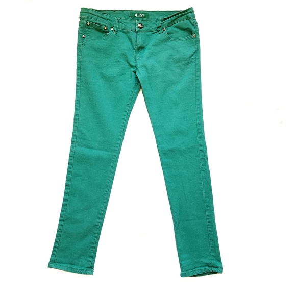 U-51 Denim - Green Denim Skinny Jeans Juniors Size 15